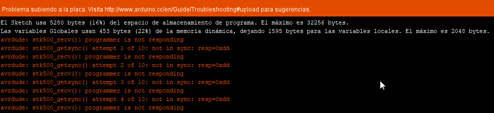 Problema subiendo a la placa